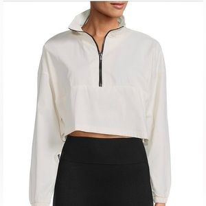 WeWoreWhat off white pullover cropped quarter zip top size medium